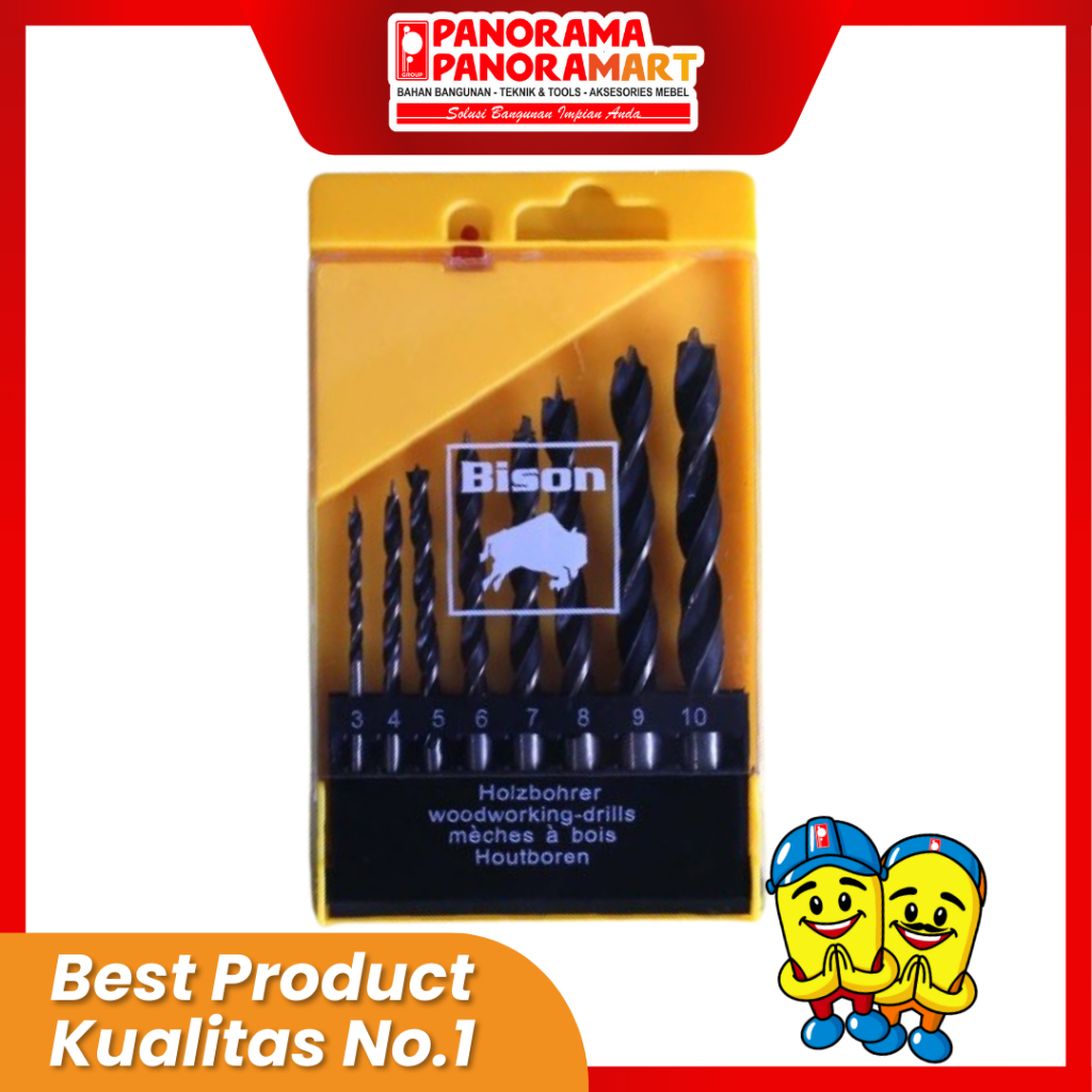 MATA BOR KAYU BISON 8 PCS 3-10 MM / BISON Mata Bor Set Kayu 8 Pcs 3 mm - 10 mm