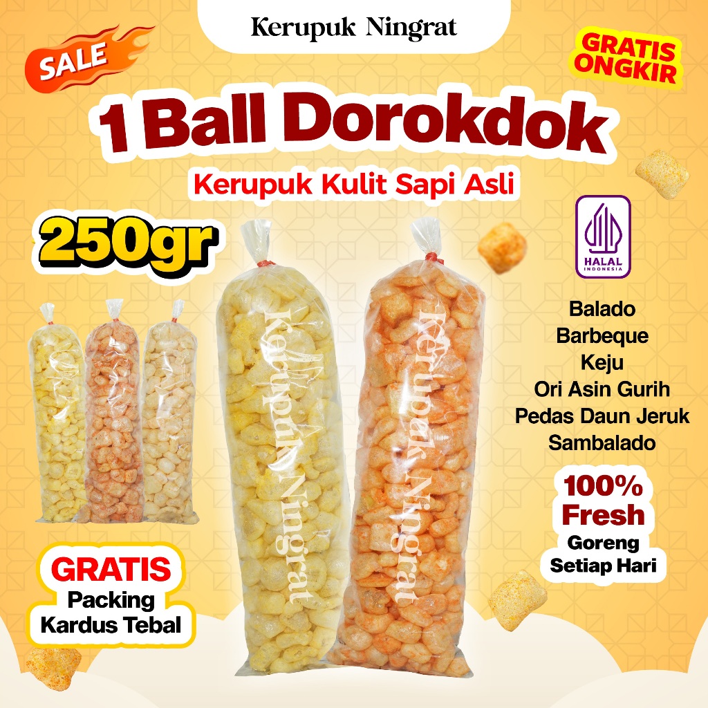 

1 BALL KERUPUK KULIT SAPI ASLI 250GR DOROKDOK VIRAL ENAK MURAH HALAL RENYAH