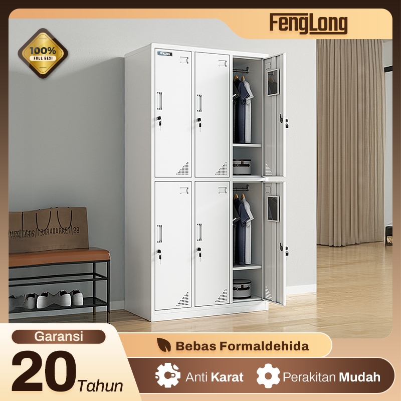 FENGLONG Loker Besi Loker Karyawan Lemari Loker Lemari Kabinet Besi 2 Pintu sampai 15 Pintu