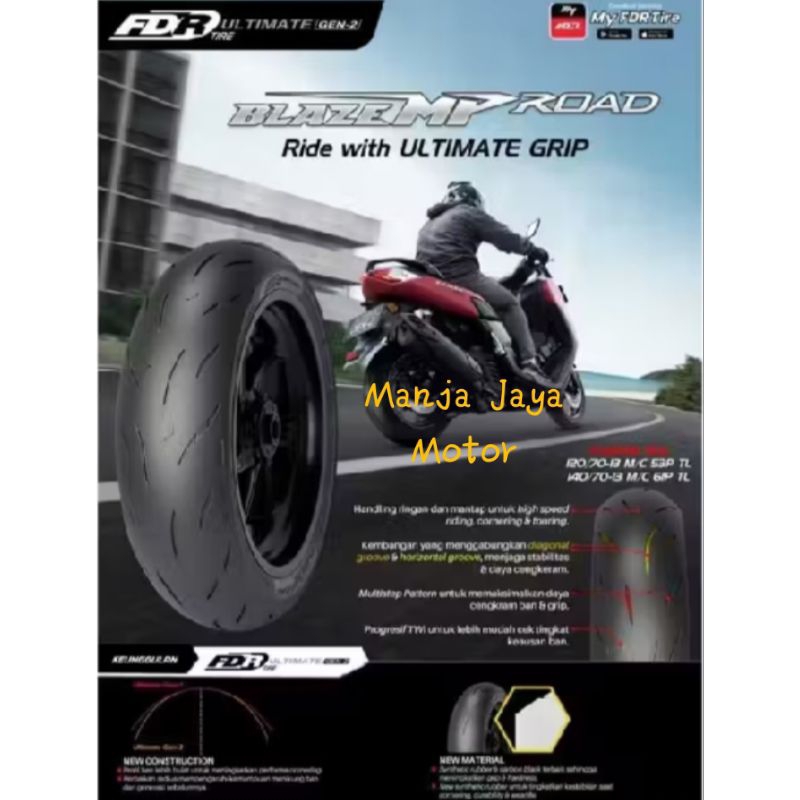 Ban tubeless FDR Blaze MP Road (140/70-13, 120/70-13) for N-max/N-max new, PCX 160 Ban belakang, ADV