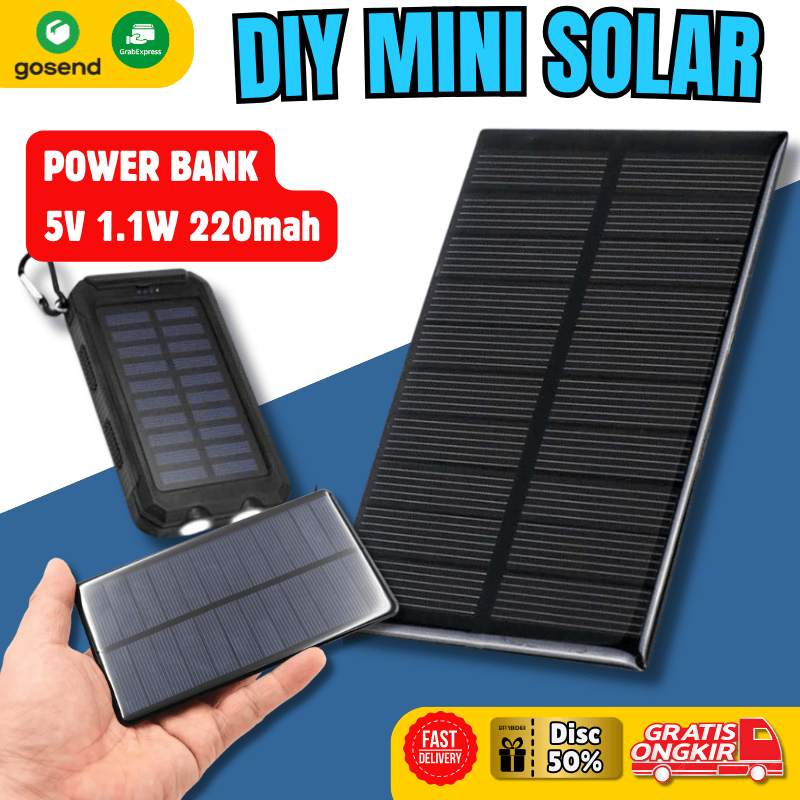 Panel Surya Mini 5V Powerbank / Solar Panel DIY Charger HP Outdoor 220mA