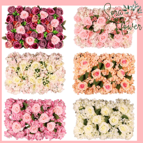 Flower Wall 60x40cm PREMIUM Artificial Bunga Mawar Hiasan Pernikahan Wedding BG806