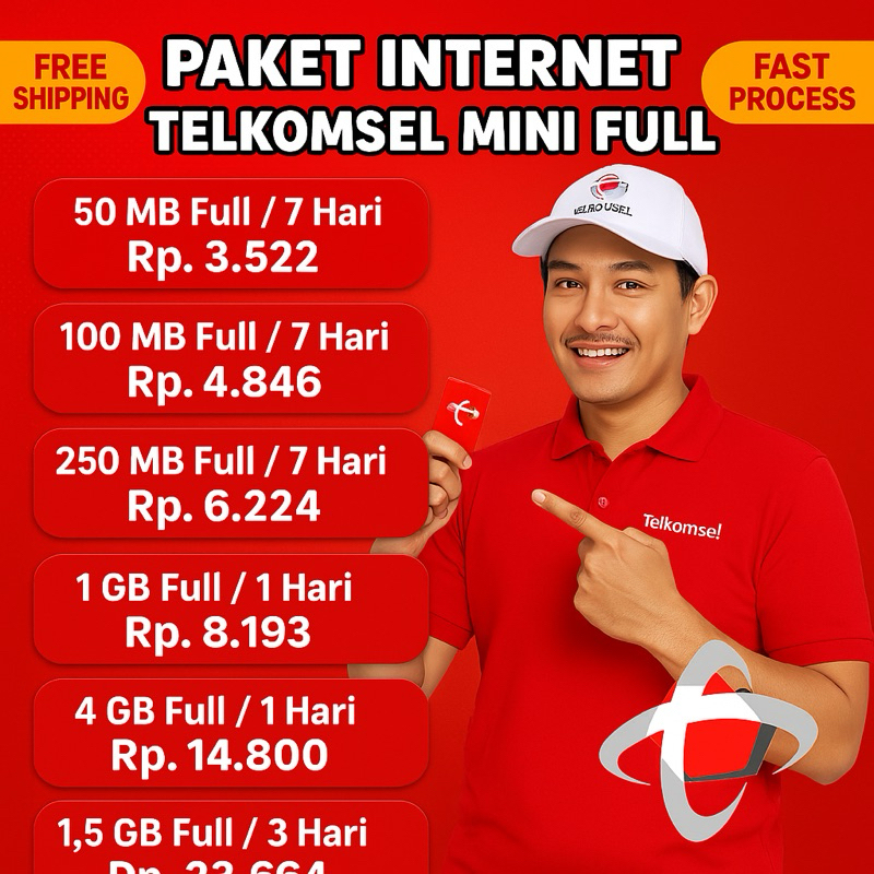 Paket Internet Telkomsel Mini -  Kuota Flash Mini Full - Kuota Internet - Termurah ..