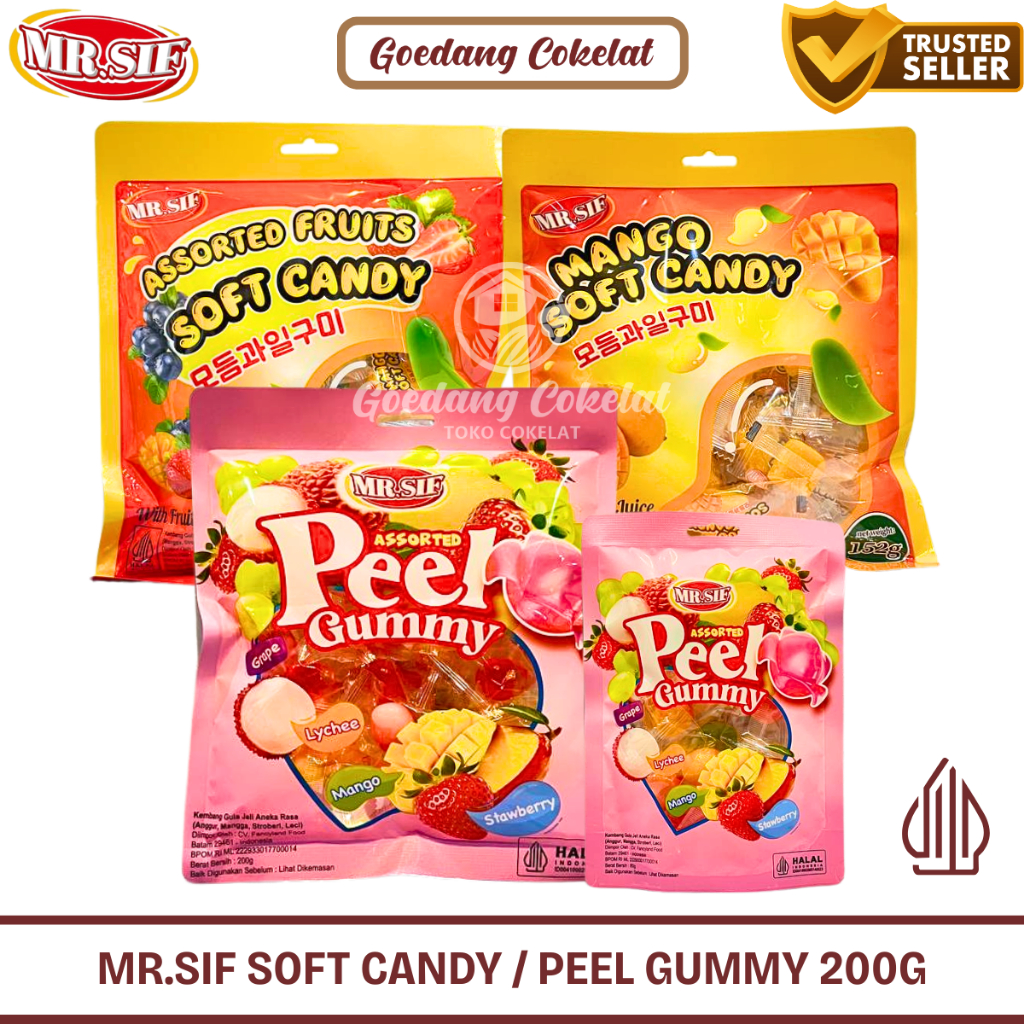 

MR.SIF Soft Candy Peel Gummy Assorted Permen Lunak Kupas Rasa Buah Manga 200g / 152g