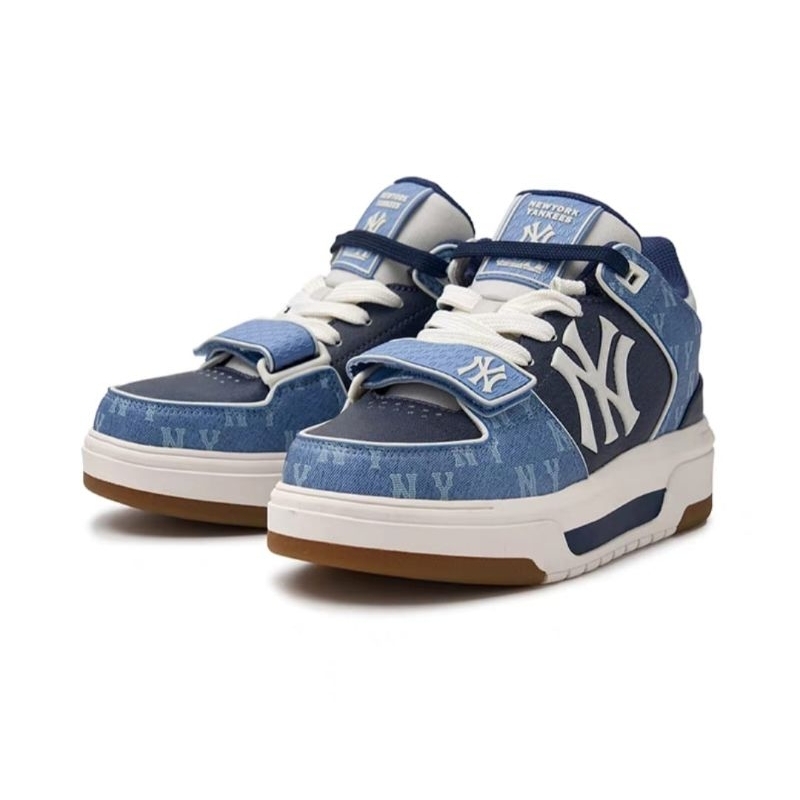 Sepatu MLB Chunky Liner High NY Yankees Denim Classic Monogram / MLB Original