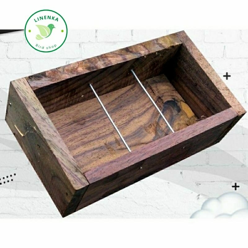 TEMPAT MAKAN BURUNG KOLONI WADAH PAKAN BURUNG KAYU SONOKELING CEPUK RAM