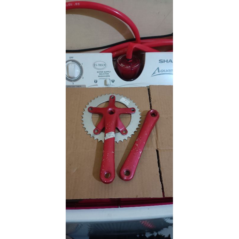 crank alloy BB kotak singel speed 42T NOS