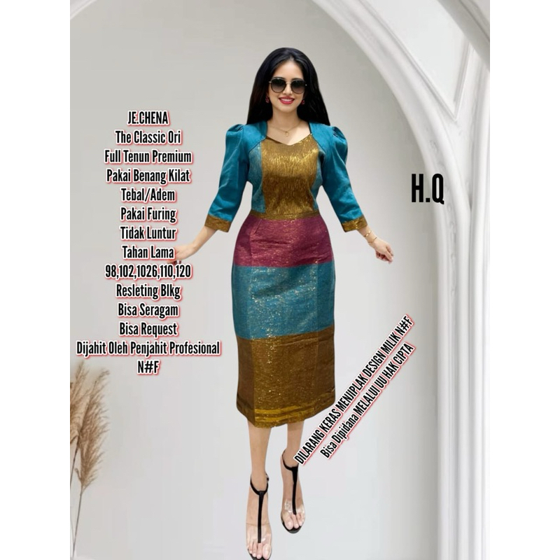 Ready dress tenun full tenun limited edition gaun tenun classic kombinasi payet mewah