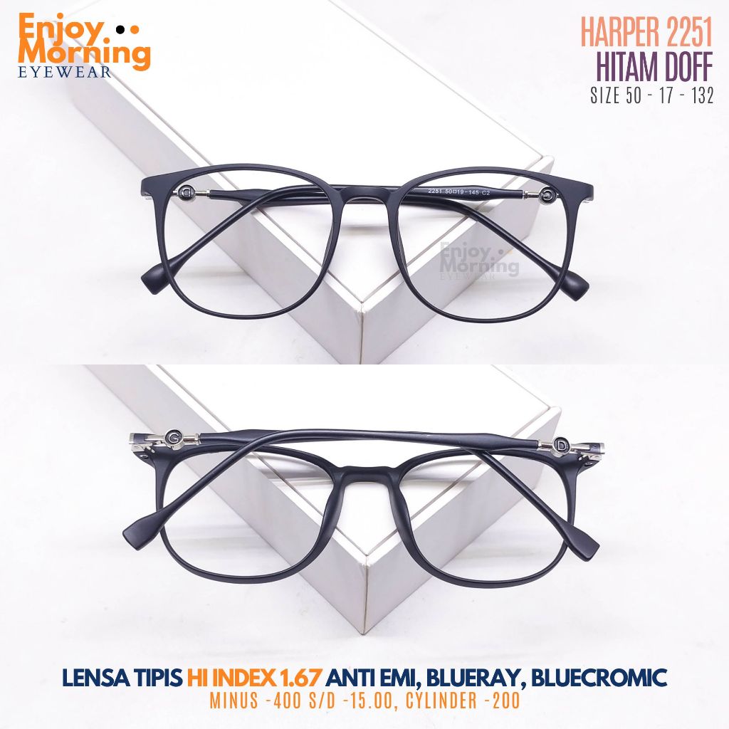 Kacamata Minus Wanita Lensa Tipis -4 sd -15 Silinder -2 Hi Index 1.67 Anti Radiasi Blueray Photocrom