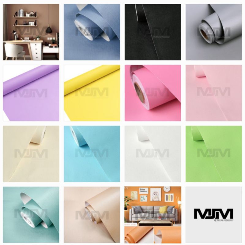 WALLPAPER DINDING Motif POLOS PASTEL BIRU PINK HITAM PUTIH PREMIUM BERTEKSTUR Mj store makassar