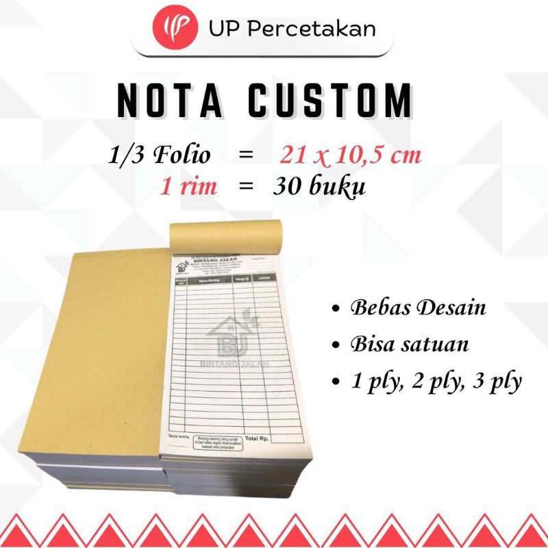 

NOTA CUSTOM BEBAS DESIGN 1ply 2ply 3ply 1/3 FOLIO isi 100 dan 150 TEBAL