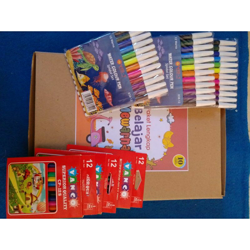 

Paket lengkap mewarnai 10 lembar A4 + Pensil warna dan spidol warna