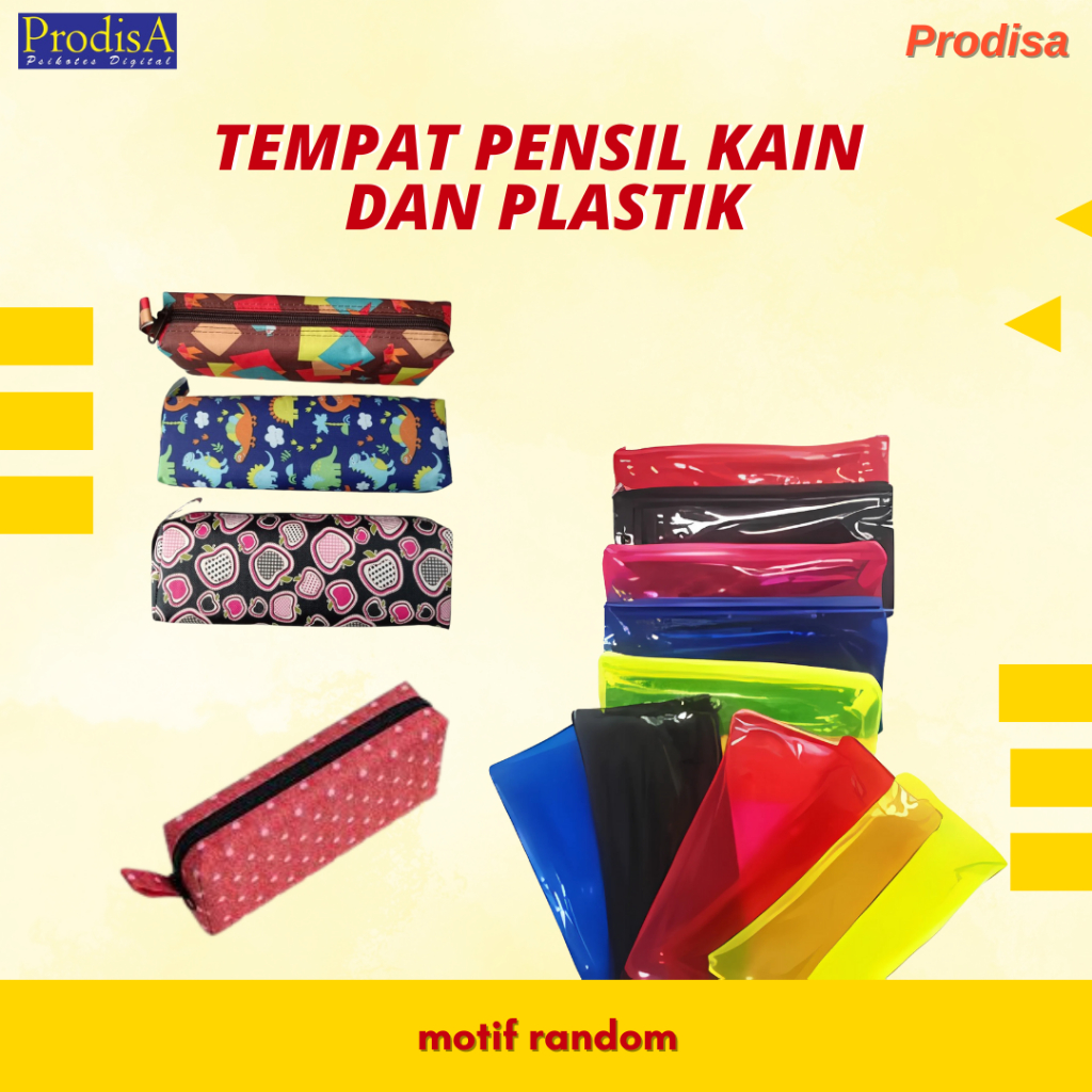 

TEMPAT PENSIL/ALAT TULIS BAHAN KAIN DAN PLASTIK (MOTIF DAN WARNA RANDOM)