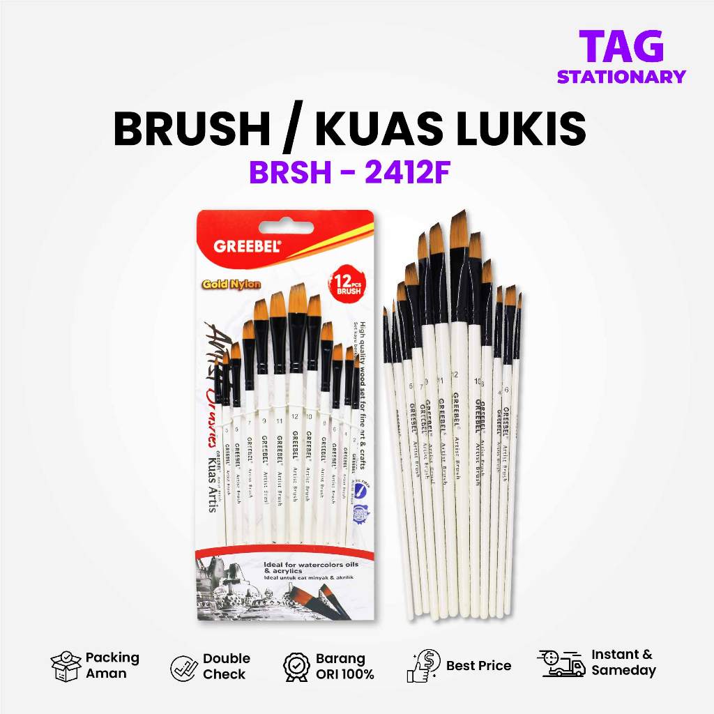

GREEBEL Kuas Lukis / Brush Paint Set BRSH-2412F / Kuas Melukis Timur Agung Grosir