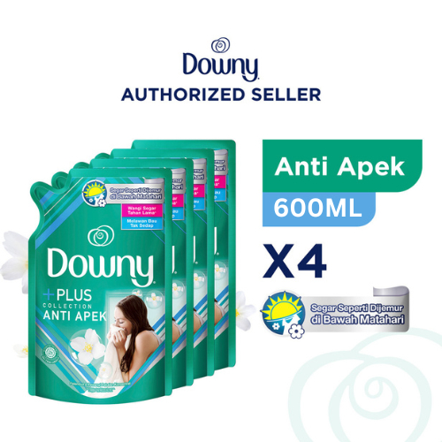 Downy Pelembut dan Pewangi Pakaian Konsentrat Anti Apek Refill 600 ml - Paket isi 4