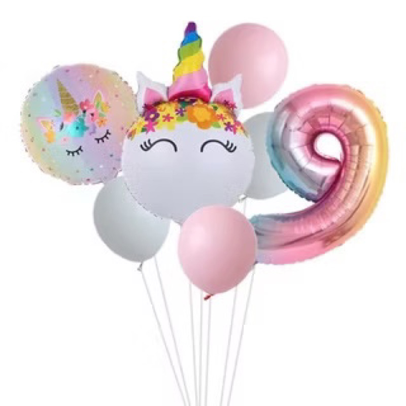 Set paket balon ulang tahun tema unicorn kuda poni little pony angka balloon baloon jumbo besar numb
