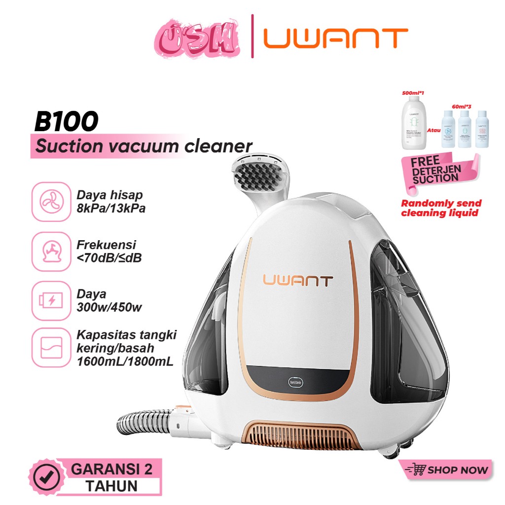 UWANT B100 Wet Vacuum Cleaner 12000pa Sofa Penyedot debu Multifungsi Karpet Fabric Sofa Dan Kasur