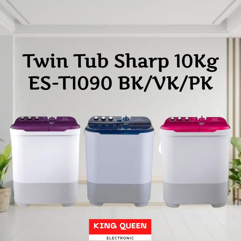 Twin Tub 10Kg Sharp Dolphinwave Series ES-T1090 BK/VK/PK