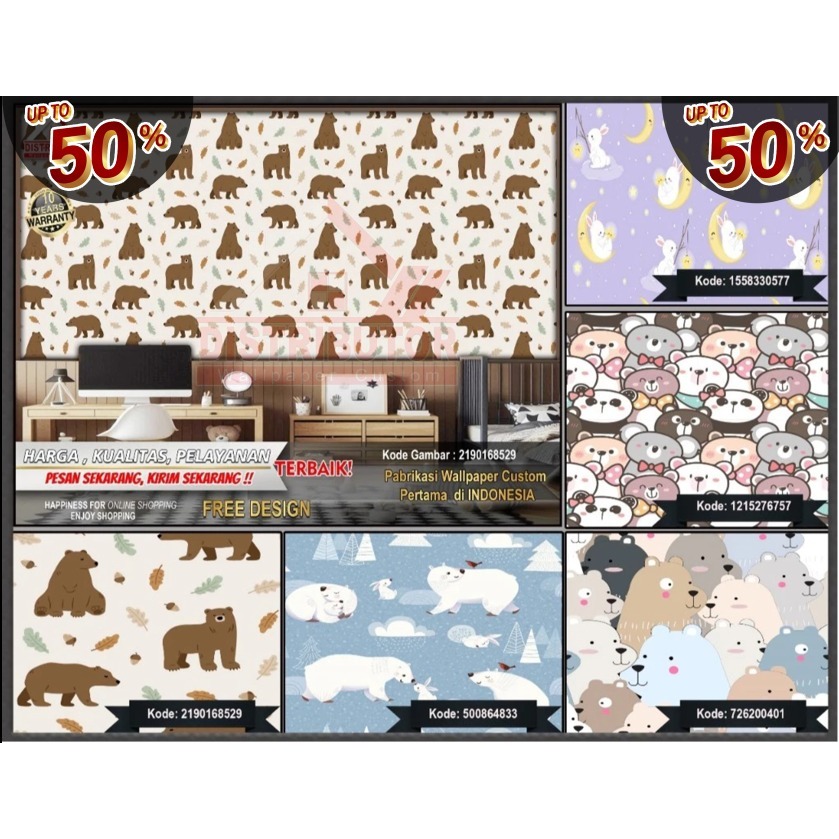 Wallpaper Dinding Custom 3D Animasi Anak | Animasi Hewan | Wallpaper Request Gambar | Wallpaper Kama