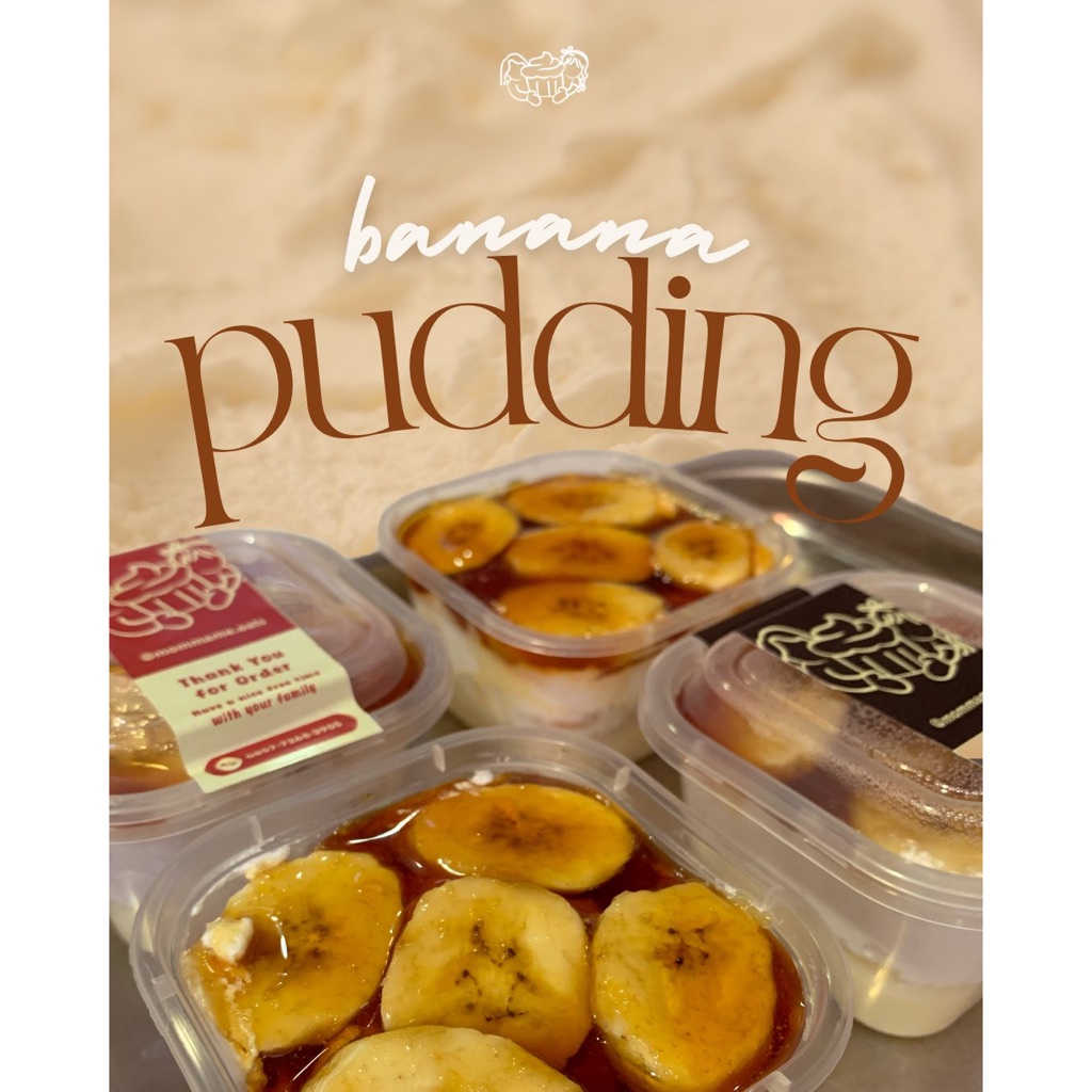

Caramel Banana Pudding MOMMAME.EATS | Premium Creamy Dessert Personal Cup size 150ml | Gift Hampers Party size 1500ml