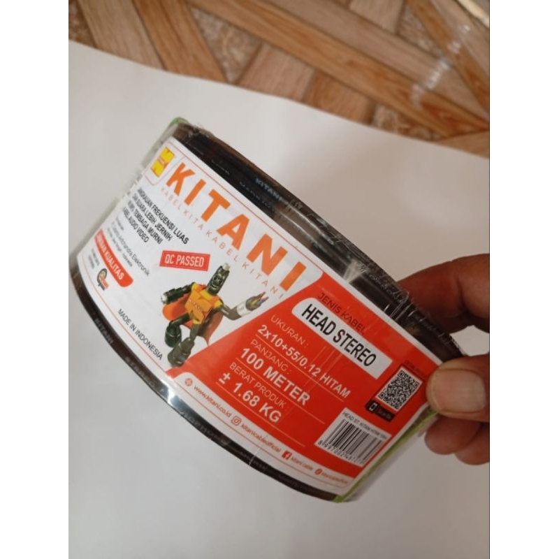 kabel head skerem stereo 1 rol merk kitani panjang 100 meter ( bukan kabel mic ) bagus