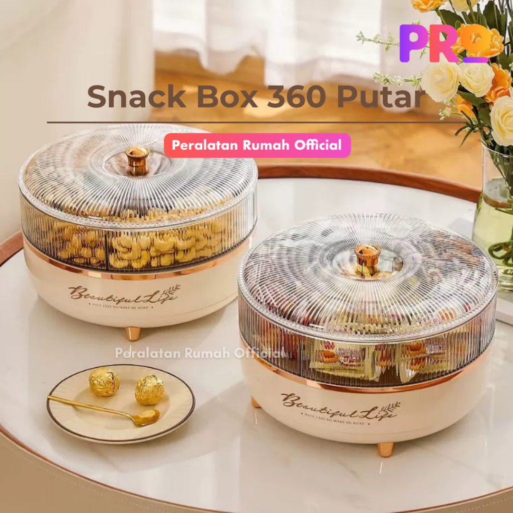 PRO Snack Box Toples 360 Putar Putih Aesthetic Kue Basah Kering dan Tutup 2 Tingkat Lebaran Imlek Ta