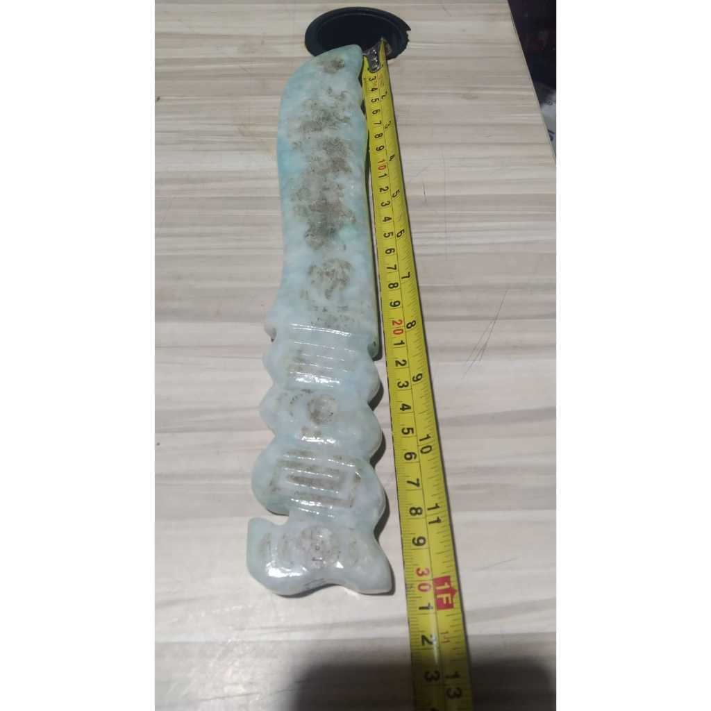 Pedang Aksara Cina Giok Sabun Kuno Jadul Antik