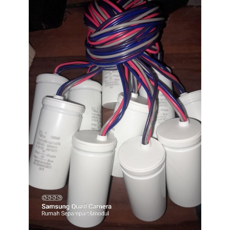 KAPASITOR MESIN CUCI 2TABUNG CBB60 11+3UF BICAI ORIGINAL SHARP