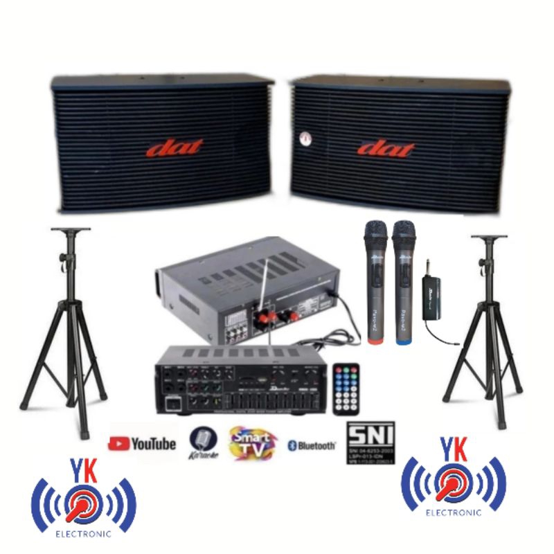 paket karaoke 10 inch speaker dat 2 mic wireless original