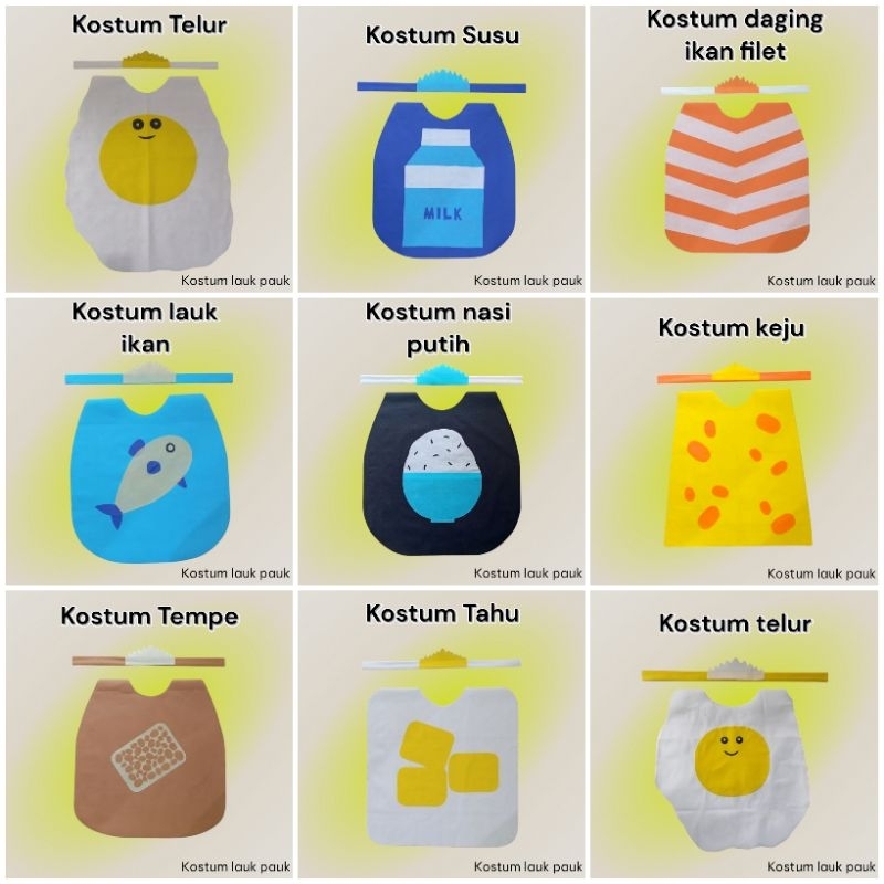 kostum lauk pauk / kostum karnaval / kostum pentas seni/ kostum Agustus san