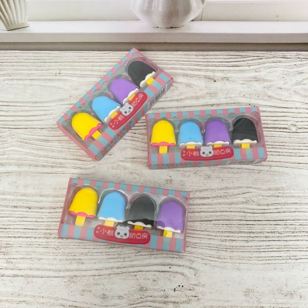 

Penghapus Bentuk Eskrim Stik Isi 4pcs Hapusan Eskrim Lucu Bisa COD