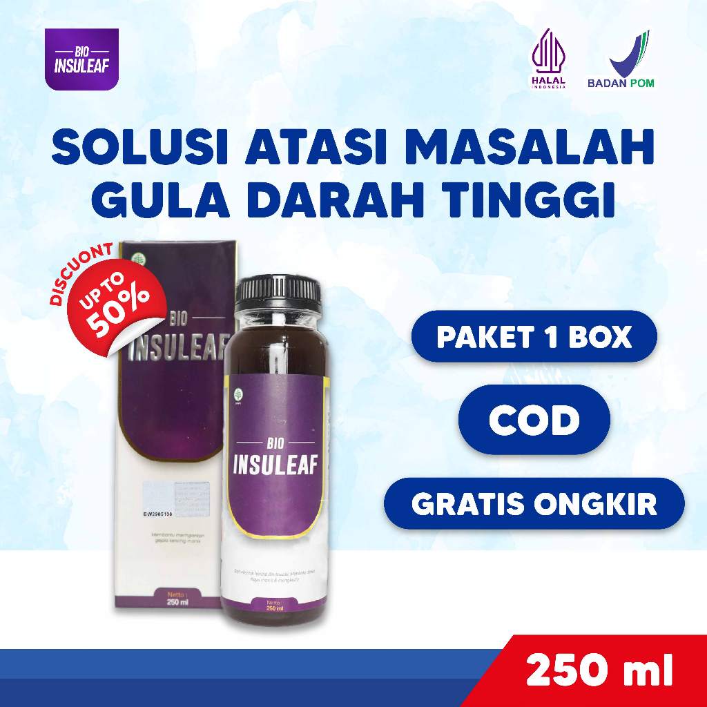 Bio Insuleaf Original Bantu Atasi Gula Darah DIabetes Insulin Kolesterol Asam Urat Paket 1 Botol