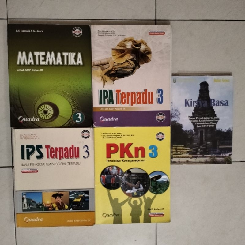 Buku Paket Kelas 9/IX SMP (Mat, IPA, IPS, PPKN, B.Jawa) Quadra, Kurikulum KTSP