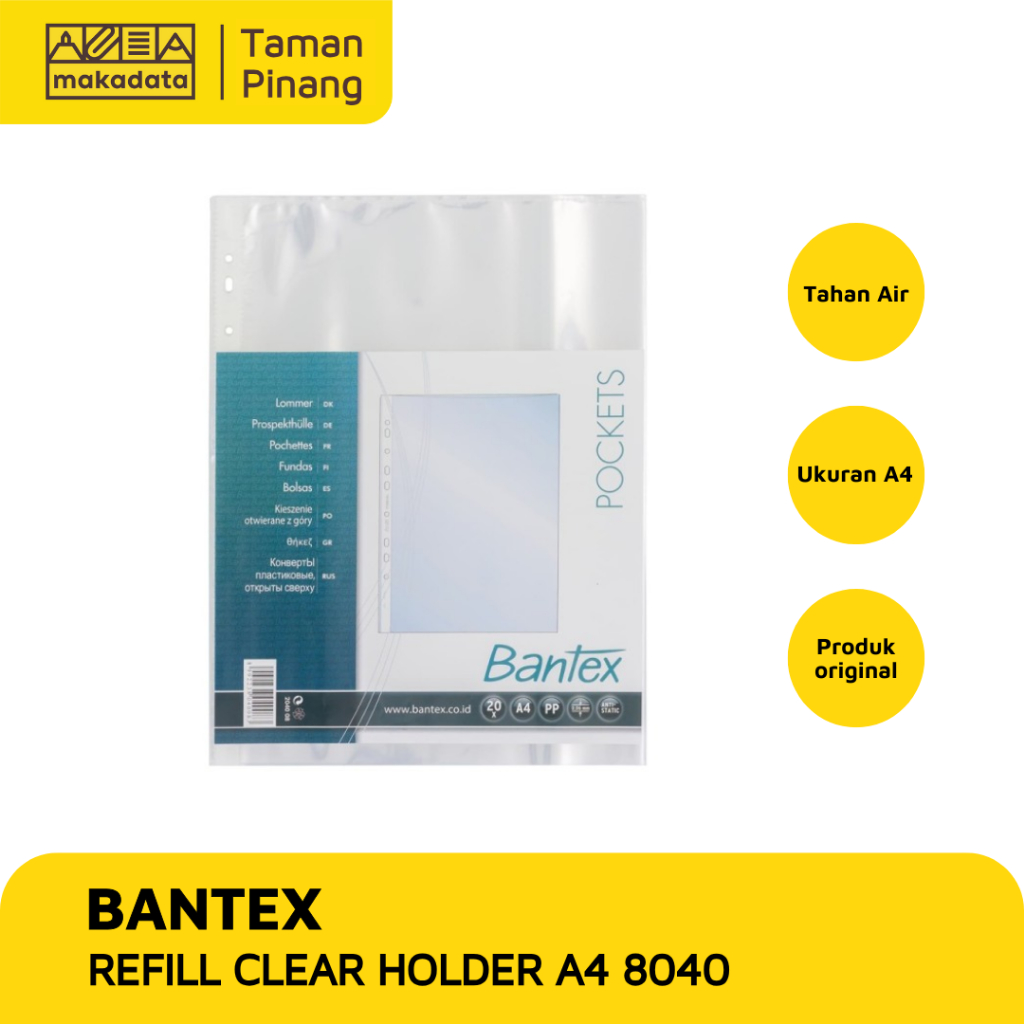 

REFILL POCKET CLEAR HOLDER BANTEX A4 8040 PLASTIK BENING (ISI 20PCS) MURAH
