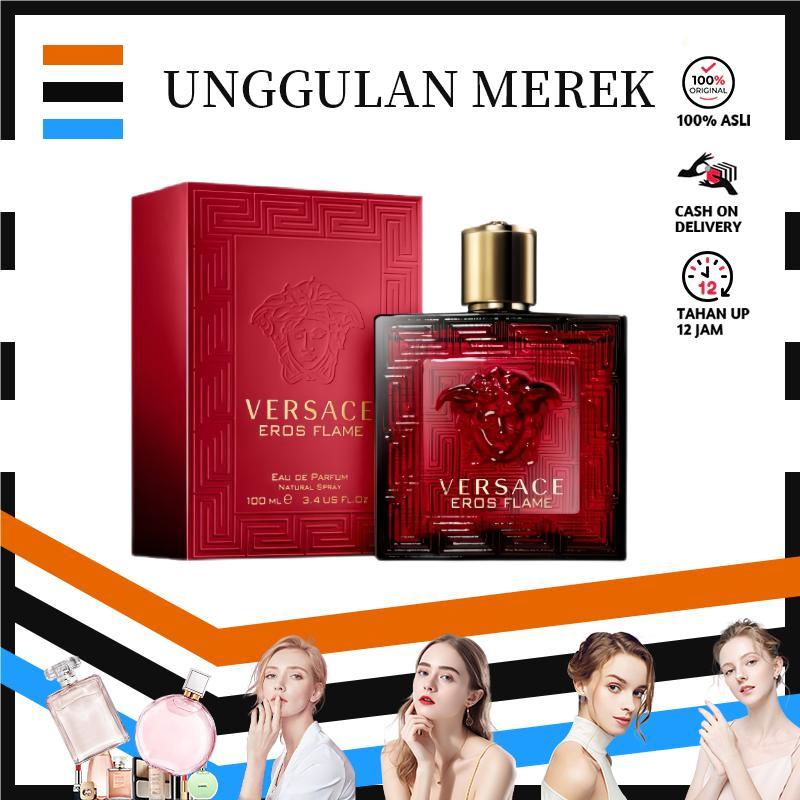 【100% Asli】 Parfum ✅ Versace Eros Flame Eau De Parfum EDP 100ML RED/BULE Vercase eros Pria  Parfum [