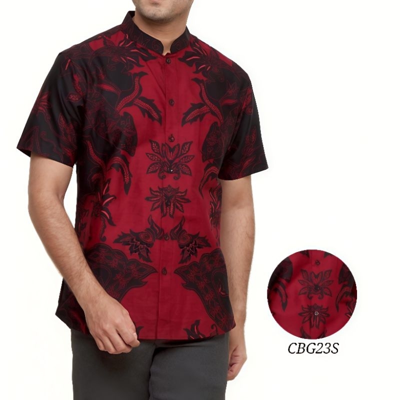 Batik premium pria slimfit kemeja batik modern /Kemeja Batik merah / Cheongsam Pria / Baju Sangjit