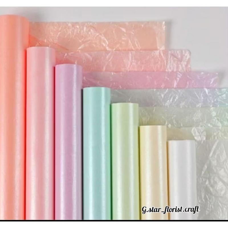 

Kertas Buket Glossy | cellophane paerlescent | Kertas Tisu mengkilap free packing