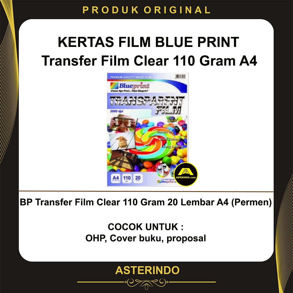 

Kertas Transparan BluePrint Transparent Film Clear 20 Lembar A4 110 Gram