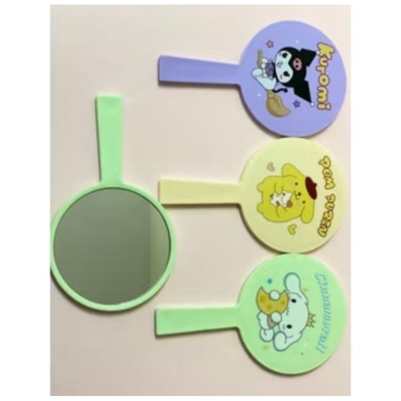 Cermin bulat gagang/ cermin genggam/kaca gagang bulat Sanrio