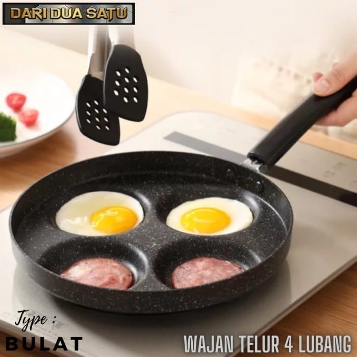 Teflon 4 Lubang Anti Lengket Teflon Wajan Penggorengan Telur Ceplok