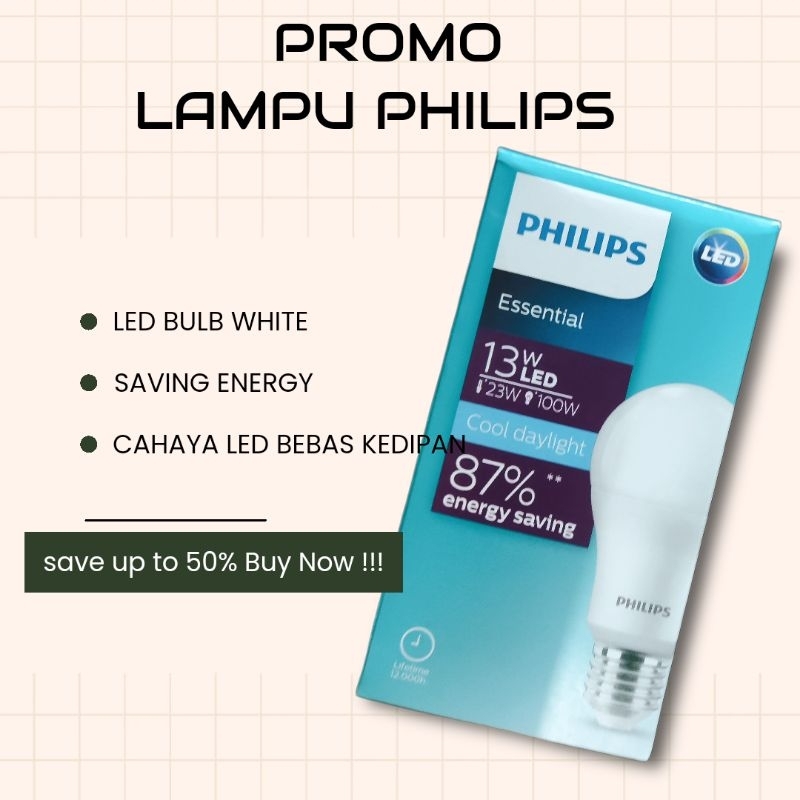 LAMPU LED PHILIPS ESSENTIAL 13WATT [PROMO]