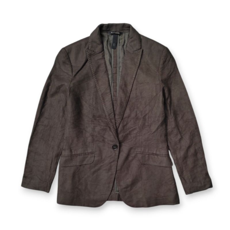 Massimo Dutti Dark Olive Green Blazer Jacket

