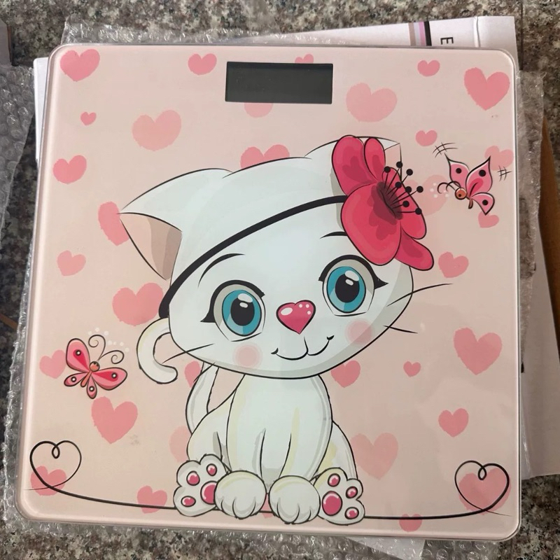 Timbangan Badan Digital 26CM*26CM 180KG Scale Kaca Berat Timbangan Badan Motif Lucu