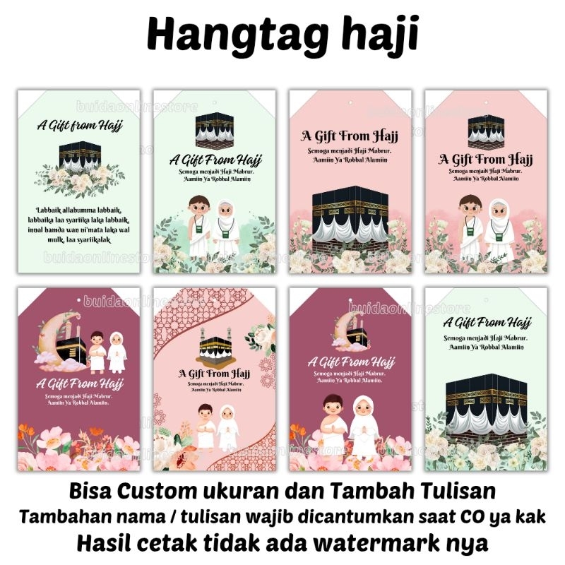 

Hang Tag A Gift from Hajj Hangtag bingkisan oleh oleh haji umroh dekorasi kemasan hampers parcel hantaran tasyakuran hadiah dari mekkah tanah suci labbaikallahumma labbaik hiasan tas paperbag kotak mika dus box goodiebag