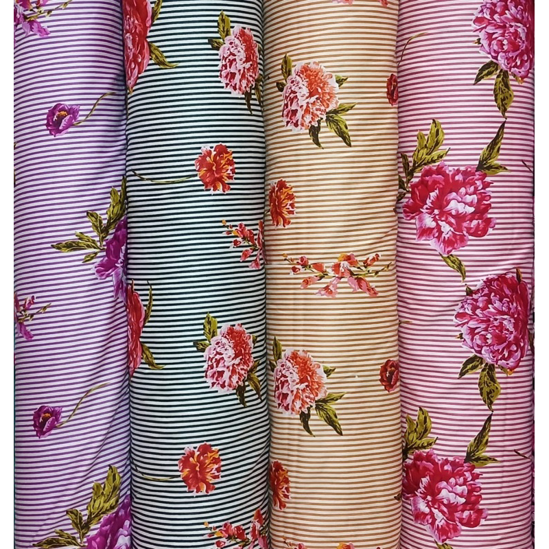 kain katun jepang 1.5meter motif bunga besar dan lurik