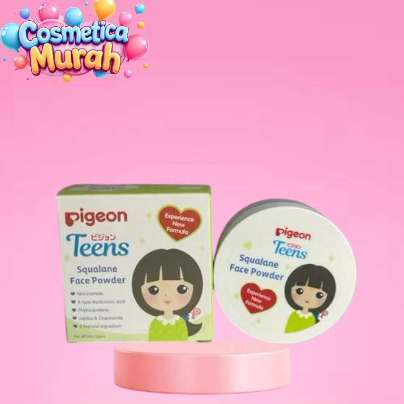 ui,ex) PIGEON TEENS SQUALANE FACE POWDER 12 GR - BEDAK TABUR PIGEON COCOK UNTUK ANAK REMAJA
