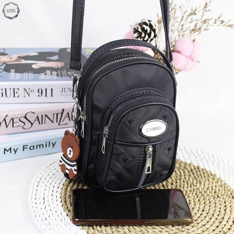 Tas Ransel Mini Wanita 3in1 Parasut Nilon Bordir