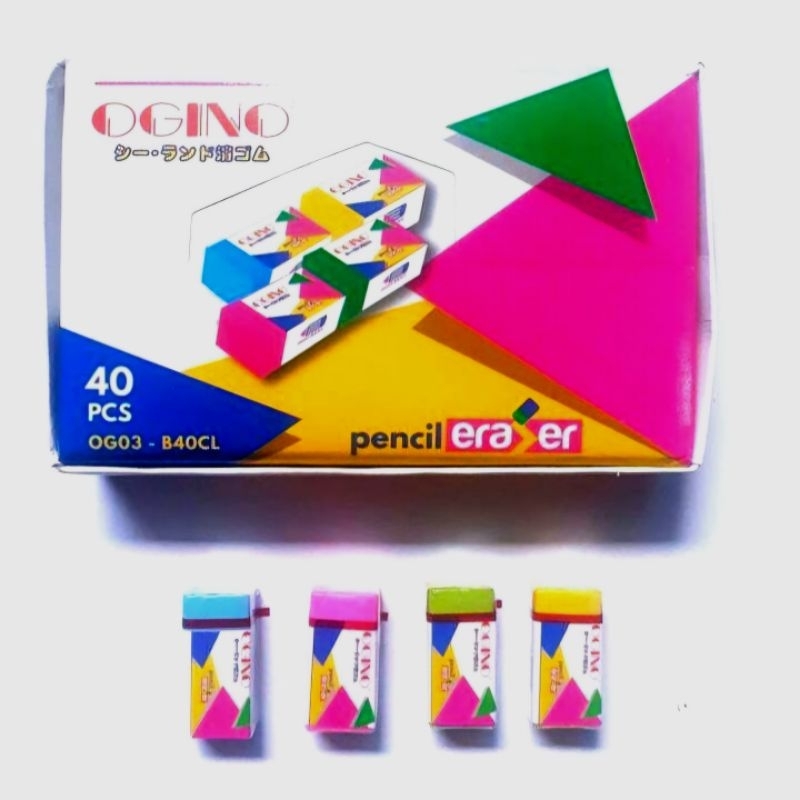 

(1 pak Isi 40pcs) penghapus OGINO murah mini/stip murah/ hapusan kecil/ eraser warna warni Stationery