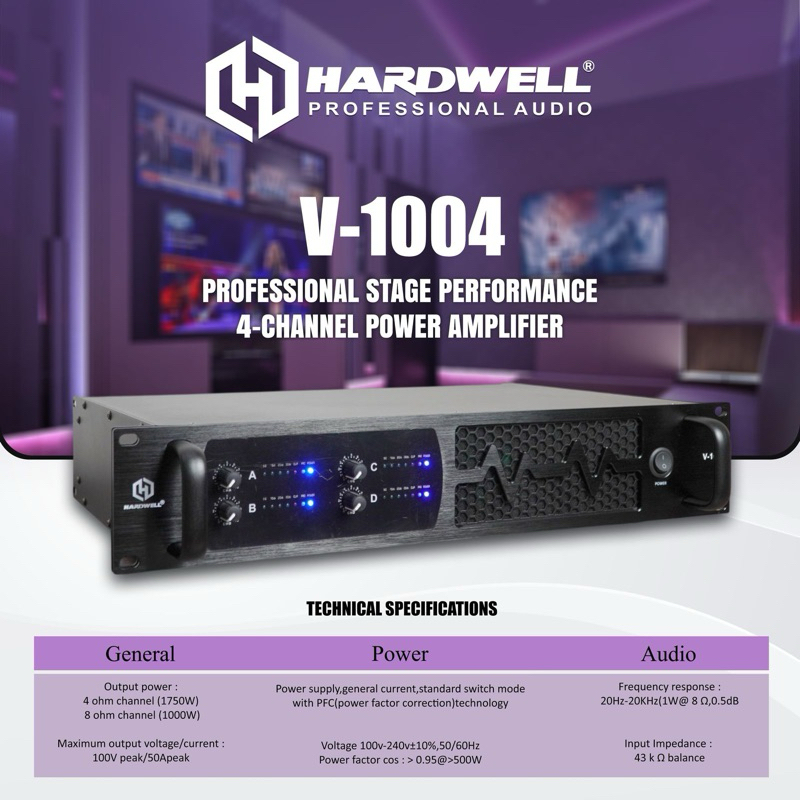 Power Amplifier 4 Channel Hardwell V 1004 / V1004 Original Hardwell Power 4 Channel