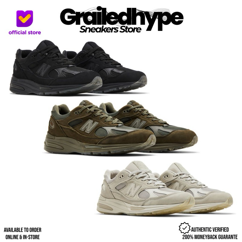 New Balance 991v2 Made in England UK x Stone Island Ghost Pack - Black / Military Green / Beige (100